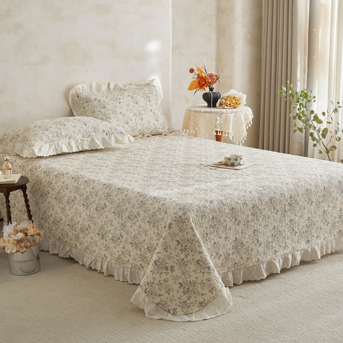 91家纺网 家纺一手货源 找家纺 源舜家纺 2026新款全棉镂空花边天丝棉麻床盖款四件套 静姝