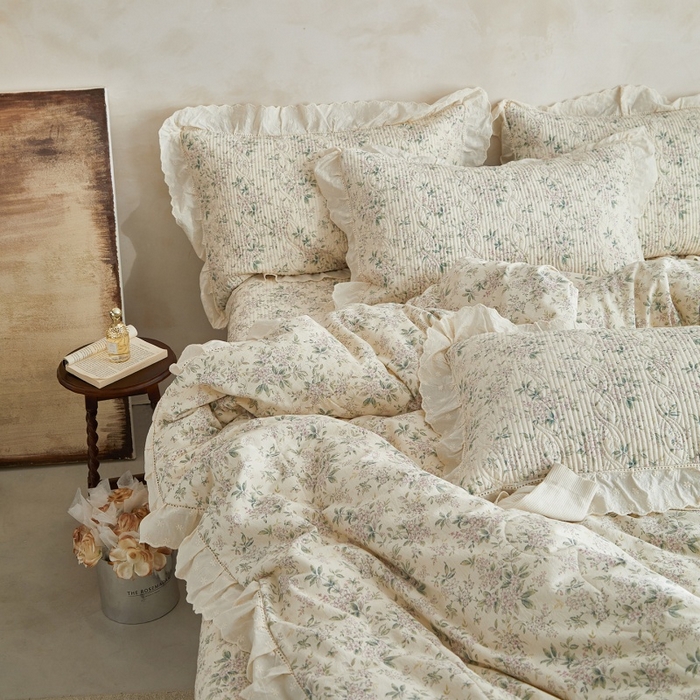 91家纺网 家纺一手货源 找家纺 源舜家纺 2026新款全棉镂空花边天丝棉麻床盖款四件套 静姝