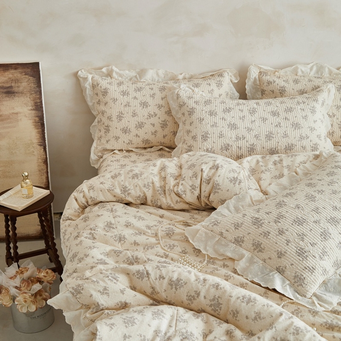 91家纺网 家纺一手货源 找家纺 源舜家纺 2026新款全棉镂空花边天丝棉麻床盖款四件套 空山雨后