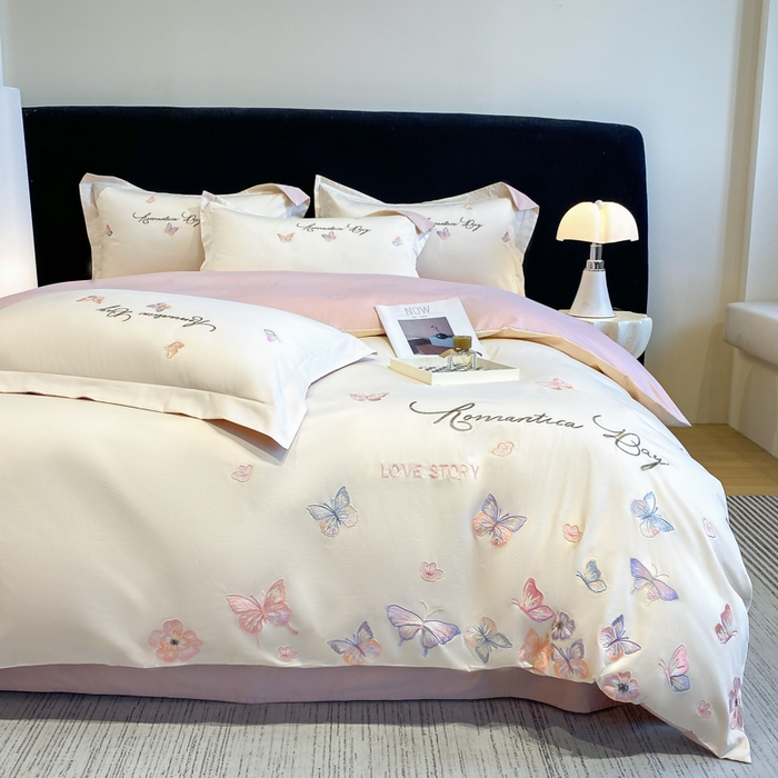 （总）欣宜家纺 2025新款纯棉全棉长绒棉刺绣绣花高端礼盒蝶梦园系列四件套