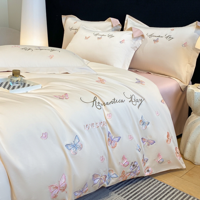 91家纺网 家纺一手货源 找家纺 （总）欣宜家纺 2025新款纯棉全棉长绒棉刺绣绣花高端礼盒蝶梦园系列四件套