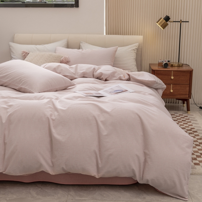 91家纺网 家纺一手货源 找家纺 （总）柠萌家居 2026新款色织水洗棉四件套单被套