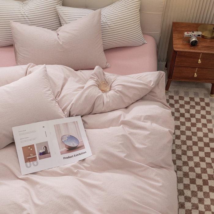 91家纺网 家纺一手货源 找家纺 （总）柠萌家居 2026新款色织水洗棉四件套单被套