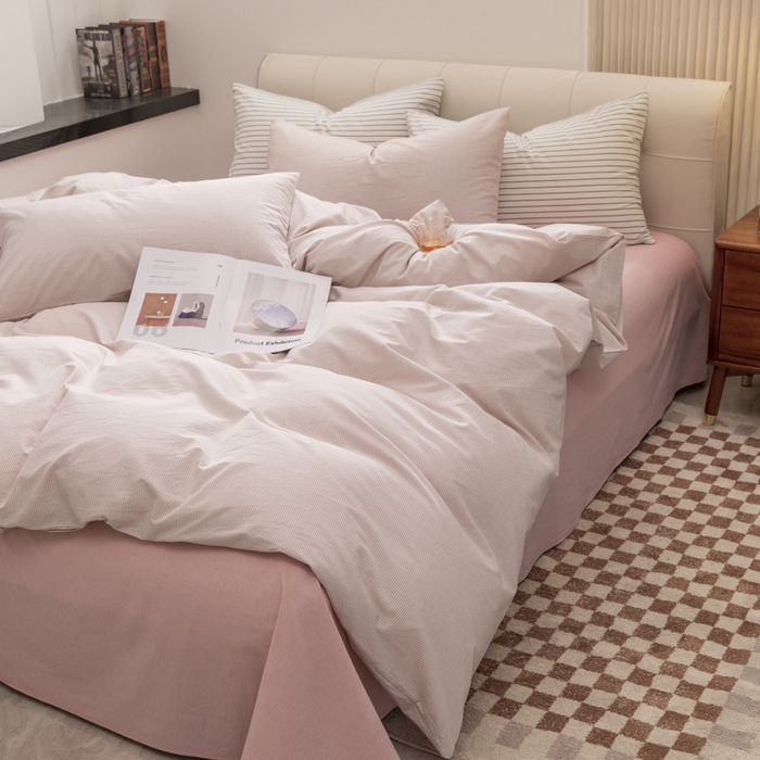 91家纺网 家纺一手货源 找家纺 （总）柠萌家居 2026新款色织水洗棉四件套单被套