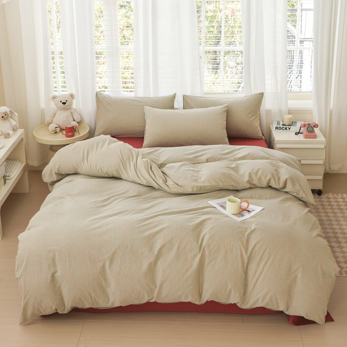 91家纺网 家纺一手货源 找家纺 （总）柠萌家居 2026新款色织水洗棉四件套单被套