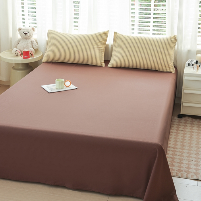 91家纺网 家纺一手货源 找家纺 柠萌家居 2026新款色织水洗棉四件套单被套 黄咖条