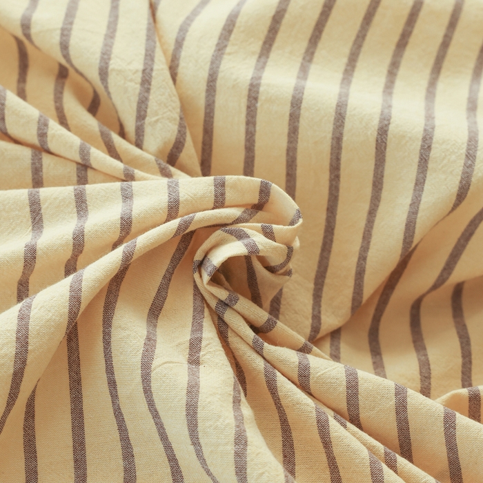 91家纺网 家纺一手货源 找家纺 柠萌家居 2026新款色织水洗棉四件套单被套 黄咖条