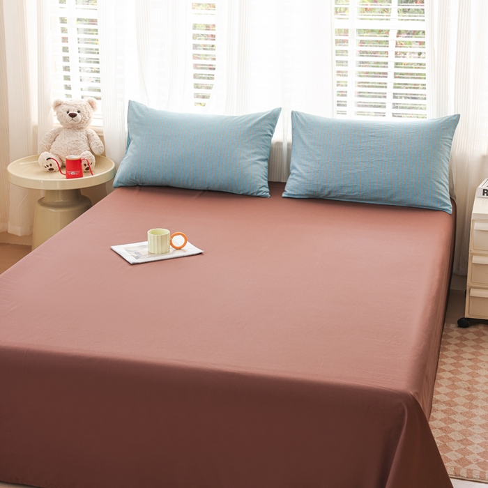 91家纺网 家纺一手货源 找家纺 柠萌家居 2026新款色织水洗棉四件套单被套 蓝咖条