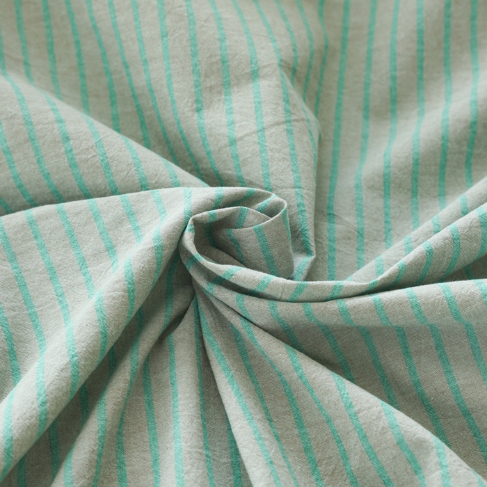 91家纺网 家纺一手货源 找家纺 柠萌家居 2026新款色织水洗棉四件套单被套 绿紫条