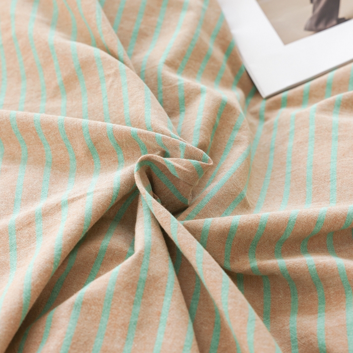 91家纺网 家纺一手货源 找家纺 柠萌家居 2026新款色织水洗棉四件套单被套 驼红条