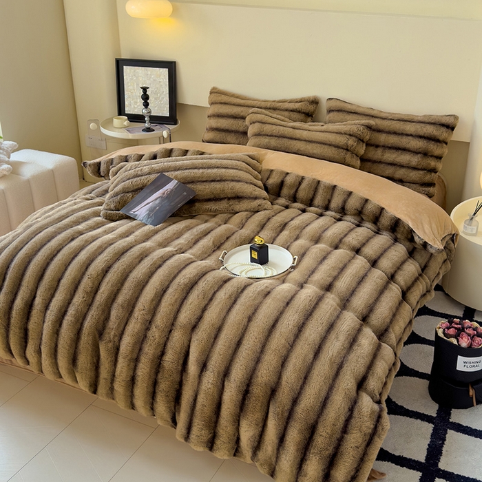 91家纺网 家纺一手货源 找家纺 （总）欣宜家纺 2025新款兔兔绒牛奶绒加厚兔毛保暖四件套