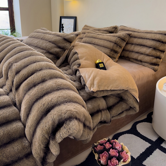 91家纺网 家纺一手货源 找家纺 （总）欣宜家纺 2025新款兔兔绒牛奶绒加厚兔毛保暖四件套