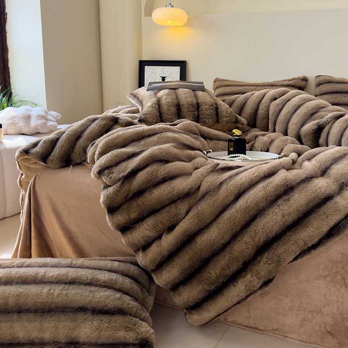 91家纺网 家纺一手货源 找家纺 （总）欣宜家纺 2025新款兔兔绒牛奶绒加厚兔毛保暖四件套