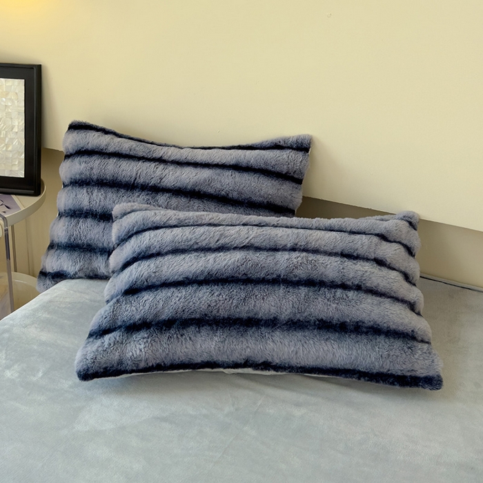 91家纺网 家纺一手货源 找家纺 欣宜家纺 2025新款兔兔绒牛奶绒加厚兔毛保暖四件套 蓝灰