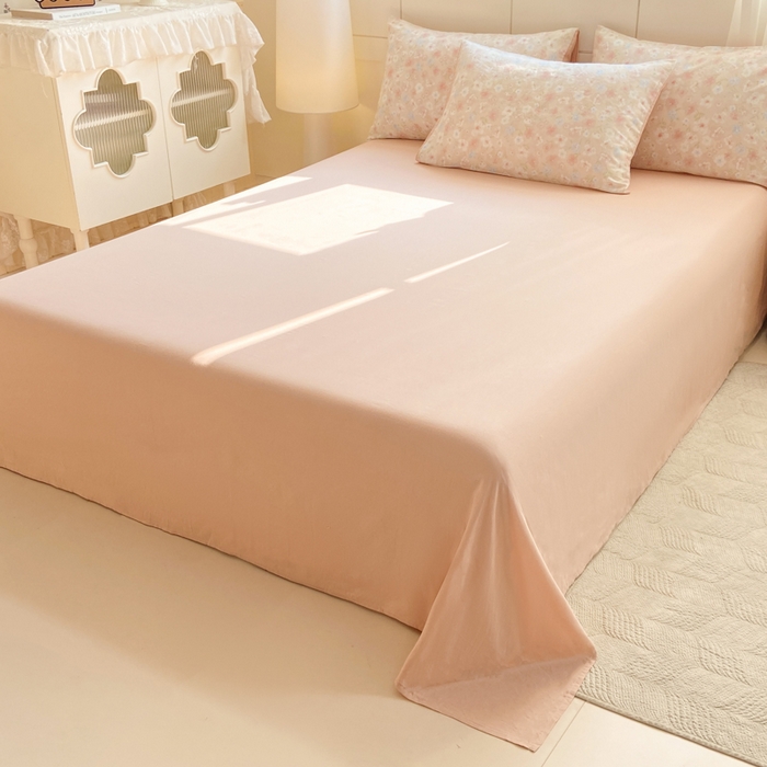 91家纺网 家纺一手货源 找家纺 红淳家纺 2026新款全棉A类双层纱四件套 清桃