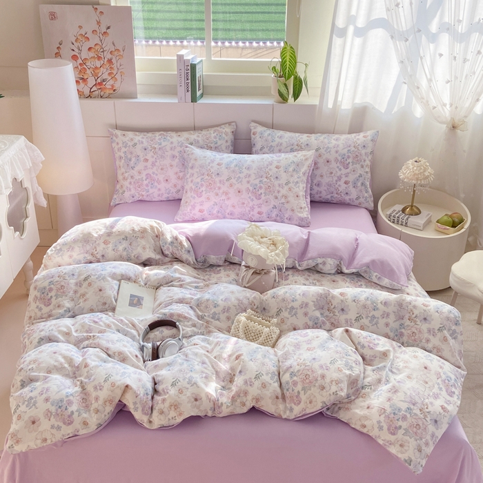 红淳家纺 2026新款全棉A类双层纱四件套 花漾