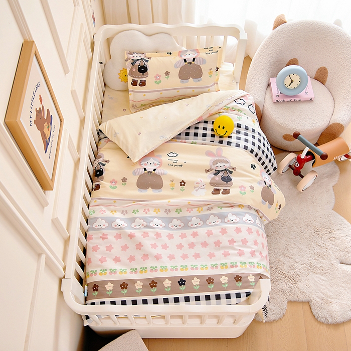 91家纺网 家纺一手货源 找家纺 （总）芭伯妮2025AB版全棉幼儿园三件套儿童被子套件六件套