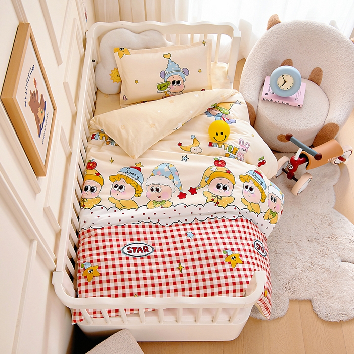 91家纺网 家纺一手货源 找家纺 （总）芭伯妮2025AB版全棉幼儿园三件套儿童被子套件六件套