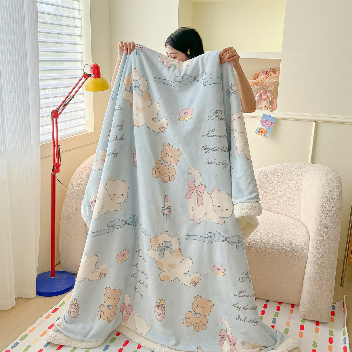 91家纺网 家纺一手货源 找家纺 （总）欣宜家纺 2025新款印花牛奶绒羊羔绒盖毯毛毯午休毯卡通多功能沙发毯