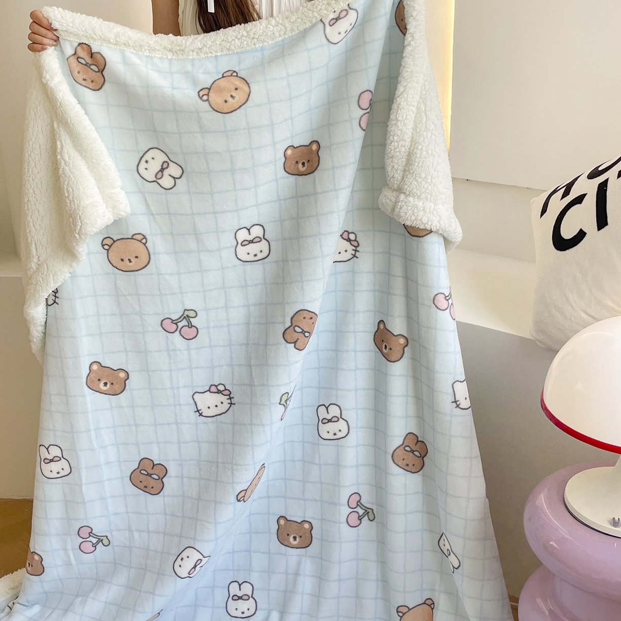 91家纺网 家纺一手货源 找家纺 （总）欣宜家纺 2025新款印花牛奶绒羊羔绒盖毯毛毯午休毯卡通多功能沙发毯