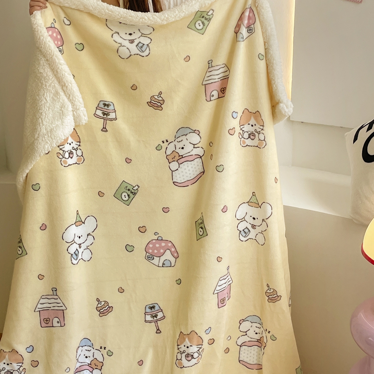 欣宜家纺 2025新款印花牛奶绒羊羔绒盖毯毛毯午休毯卡通多功能沙发毯 卡通乐园