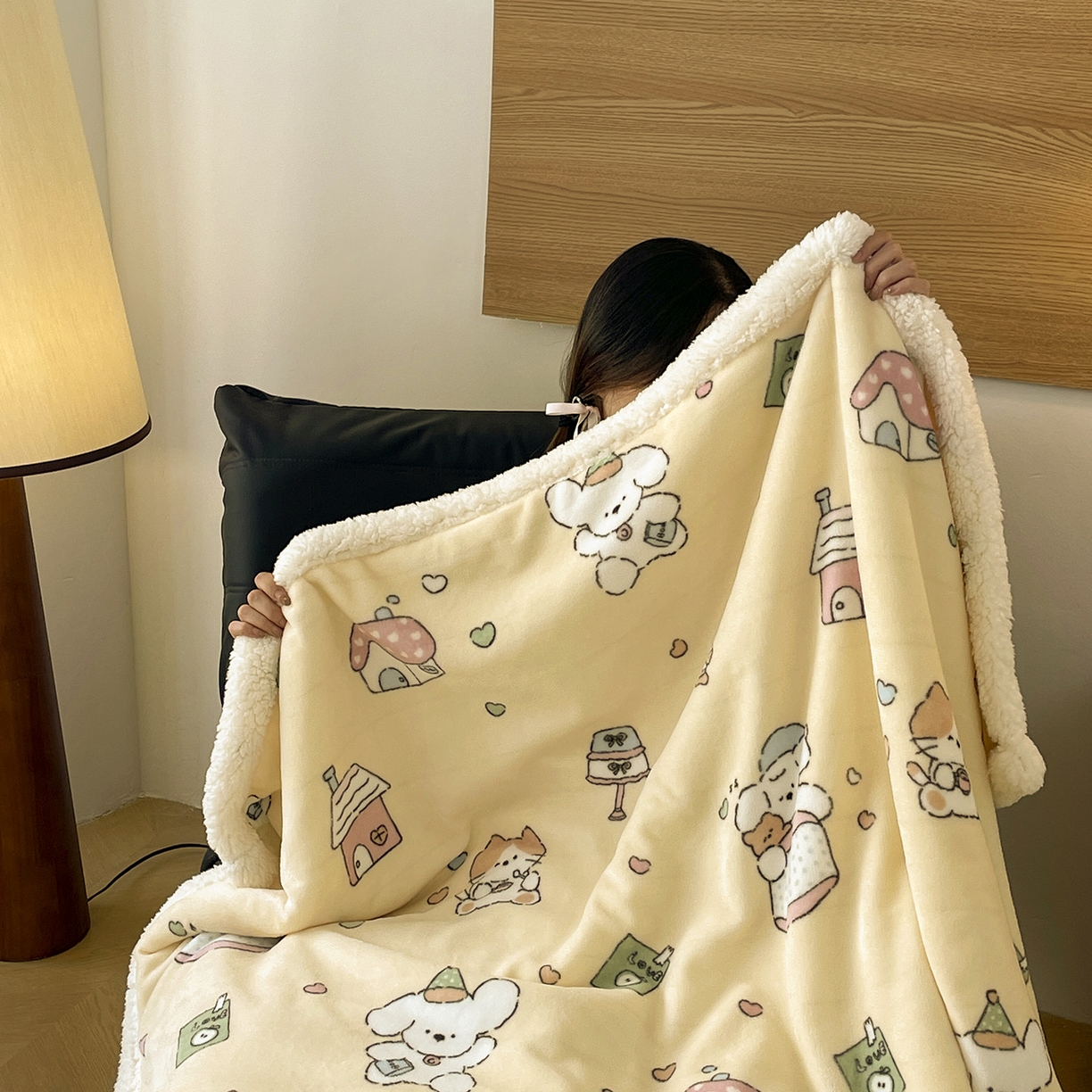 91家纺网 家纺一手货源 找家纺 欣宜家纺 2025新款印花牛奶绒羊羔绒盖毯毛毯午休毯卡通多功能沙发毯 卡通乐园