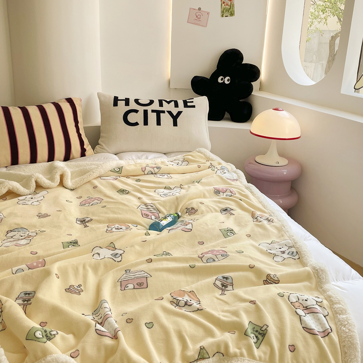 91家纺网 家纺一手货源 找家纺 欣宜家纺 2025新款印花牛奶绒羊羔绒盖毯毛毯午休毯卡通多功能沙发毯 卡通乐园