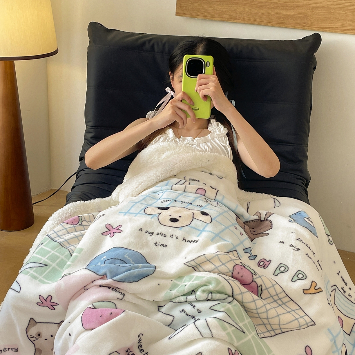 91家纺网 家纺一手货源 找家纺 欣宜家纺 2025新款印花牛奶绒羊羔绒盖毯毛毯午休毯卡通多功能沙发毯 卡哇伊