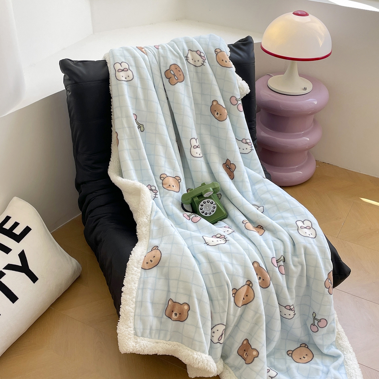 91家纺网 家纺一手货源 找家纺 欣宜家纺 2025新款印花牛奶绒羊羔绒盖毯毛毯午休毯卡通多功能沙发毯 萌仔派对