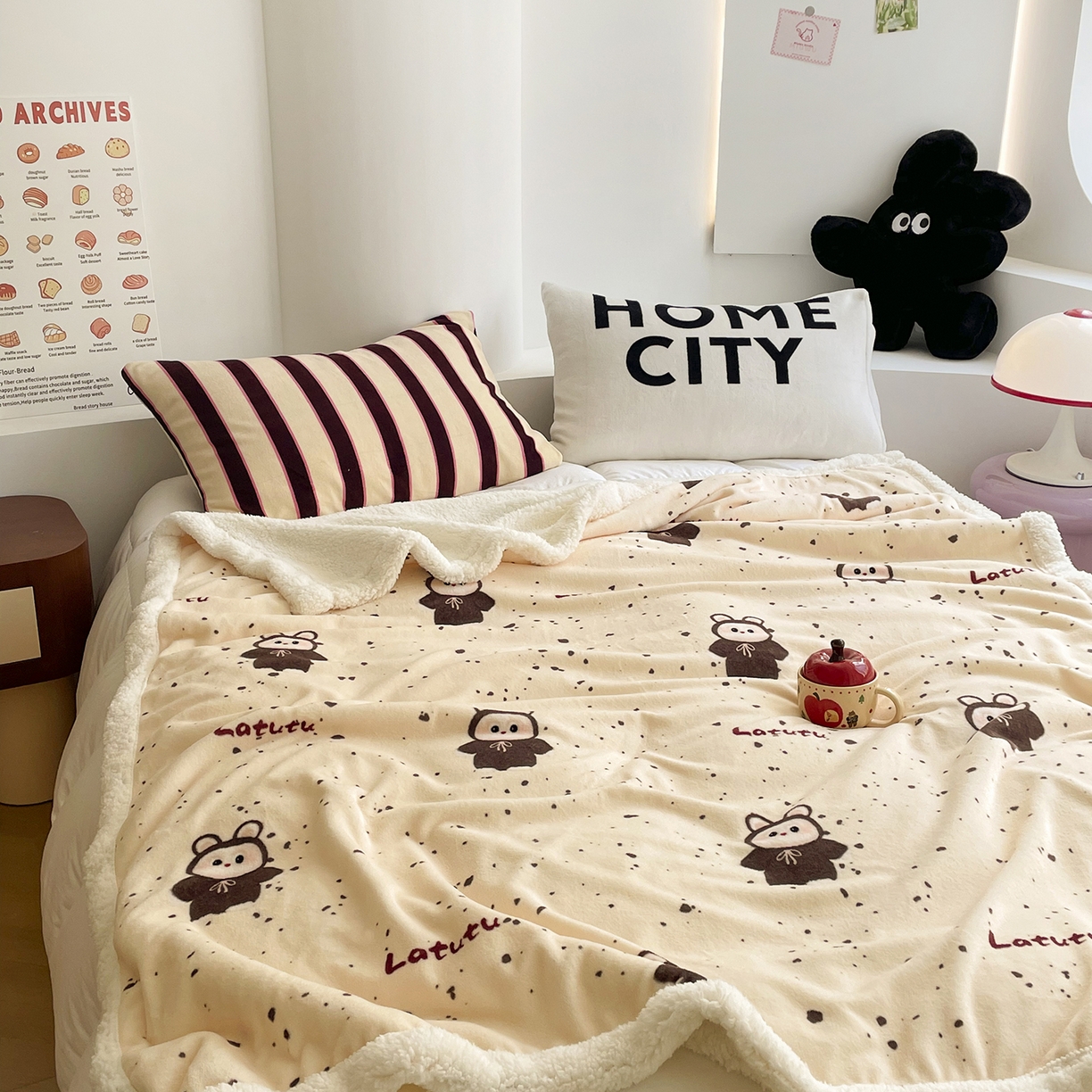 91家纺网 家纺一手货源 找家纺 欣宜家纺 2025新款印花牛奶绒羊羔绒盖毯毛毯午休毯卡通多功能沙发毯 小布布-黄