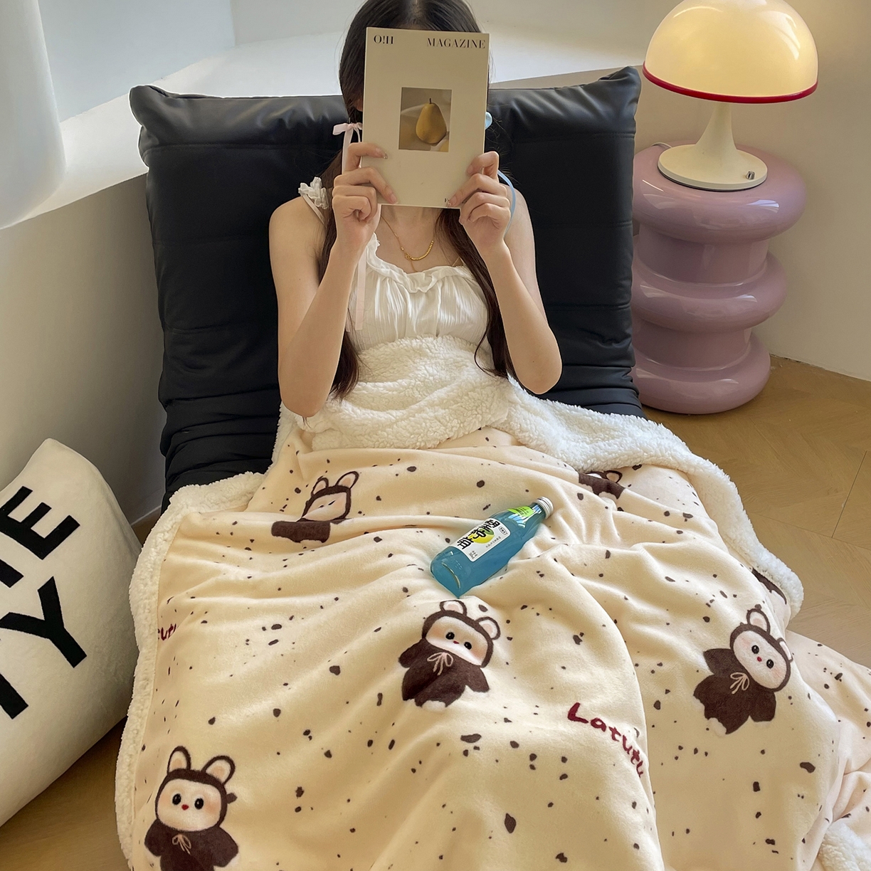 91家纺网 家纺一手货源 找家纺 欣宜家纺 2025新款印花牛奶绒羊羔绒盖毯毛毯午休毯卡通多功能沙发毯 小布布-黄