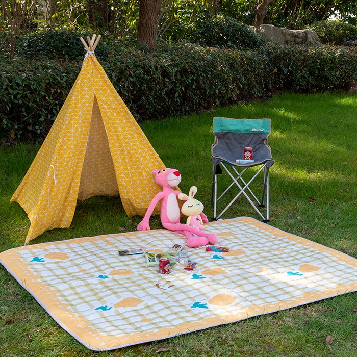 91家纺网 家纺一手货源 找家纺 （总）欣宜家纺 2025新款INS风绗缝加厚防水野餐草坪垫