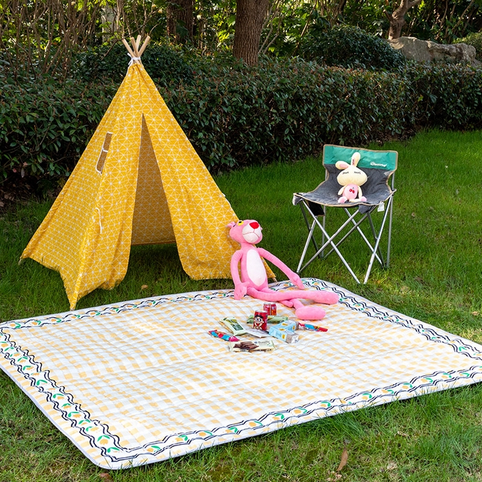 91家纺网 家纺一手货源 找家纺 （总）欣宜家纺 2025新款INS风绗缝加厚防水野餐草坪垫