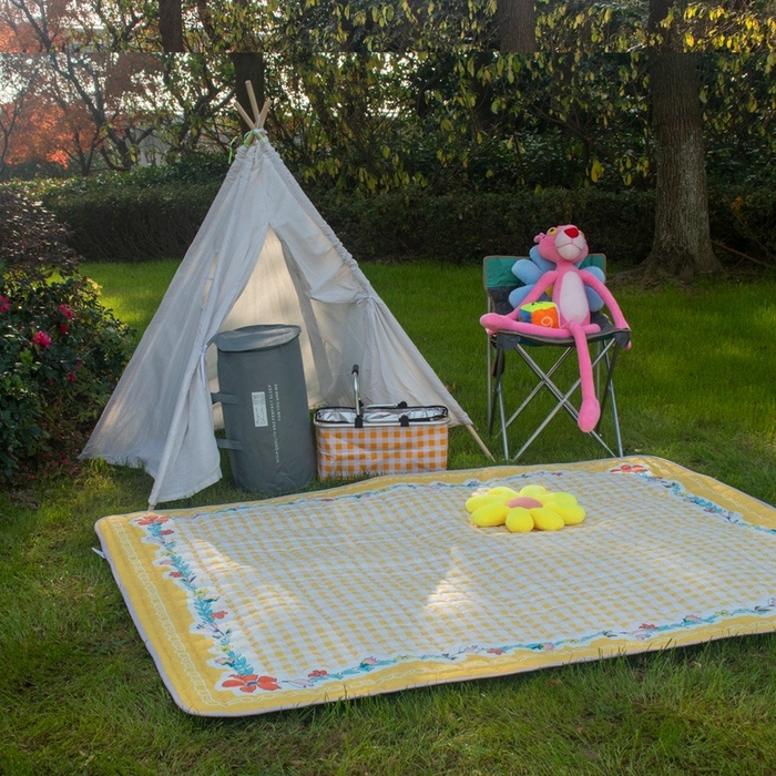 91家纺网 家纺一手货源 找家纺 （总）欣宜家纺 2025新款INS风绗缝加厚防水野餐草坪垫