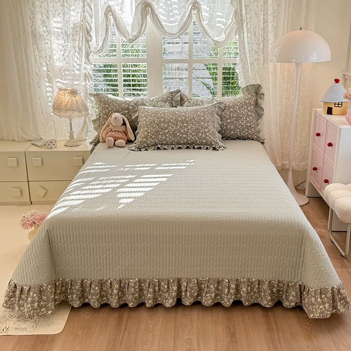 91家纺网 家纺一手货源 找家纺 （总）韩约家纺 2026新款韩式花边古法棉感床盖四件套