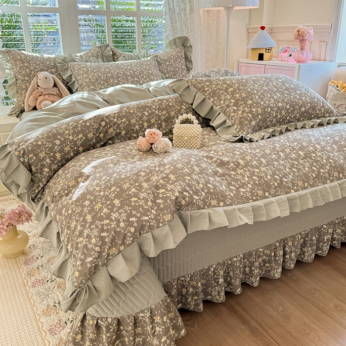 91家纺网 家纺一手货源 找家纺 （总）韩约家纺 2026新款韩式花边古法棉感床盖四件套