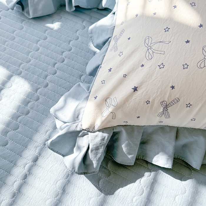 91家纺网 家纺一手货源 找家纺 韩约家纺 2026新款韩式花边古法棉感床盖四件套 雨沫