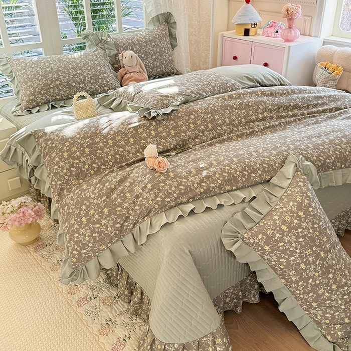 韩约家纺 2026新款韩式花边古法棉感床盖四件套 知否