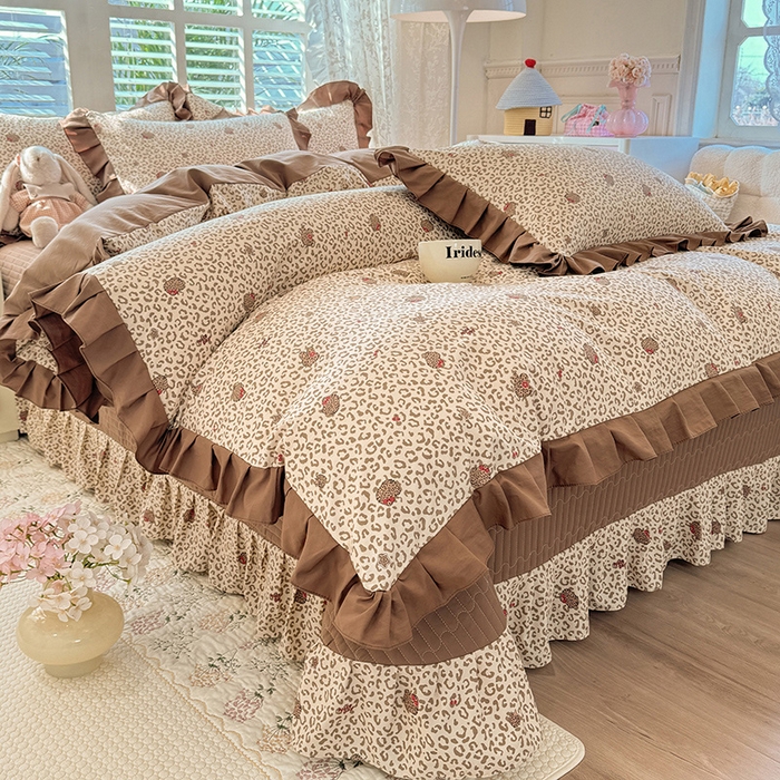 91家纺网 家纺一手货源 找家纺 韩约家纺 2026新款韩式花边古法棉感床盖四件套 萝莉