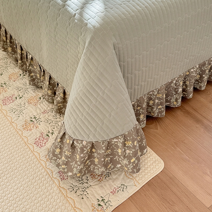 91家纺网 家纺一手货源 找家纺 韩约家纺 2026新款韩式花边古法棉感床盖四件套 知否