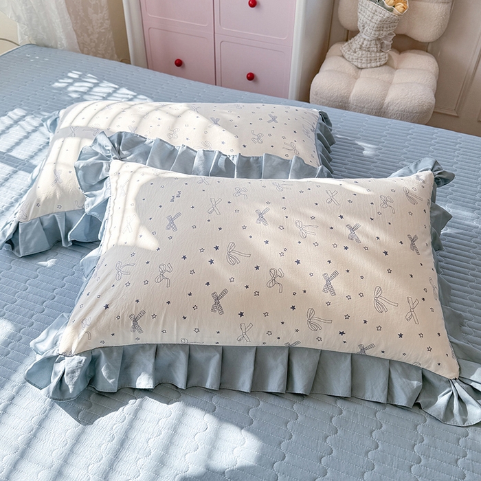 91家纺网 家纺一手货源 找家纺 韩约家纺 2026新款韩式花边古法棉感床盖四件套 雨沫