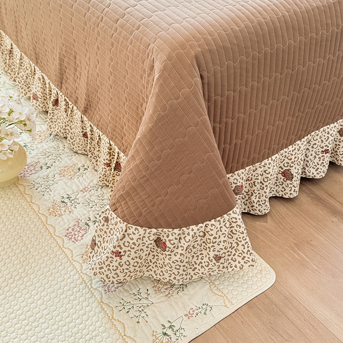 91家纺网 家纺一手货源 找家纺 韩约家纺 2026新款韩式花边古法棉感床盖四件套 萝莉