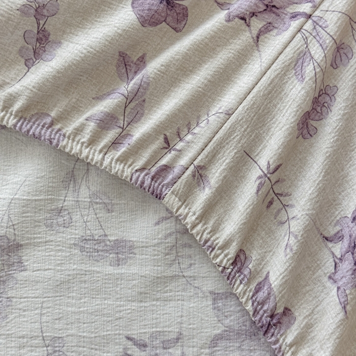 91家纺网 家纺一手货源 找家纺 （总）欣宜家纺 2025新款高克重双层纱仿麻皱皱纱原麻床笠