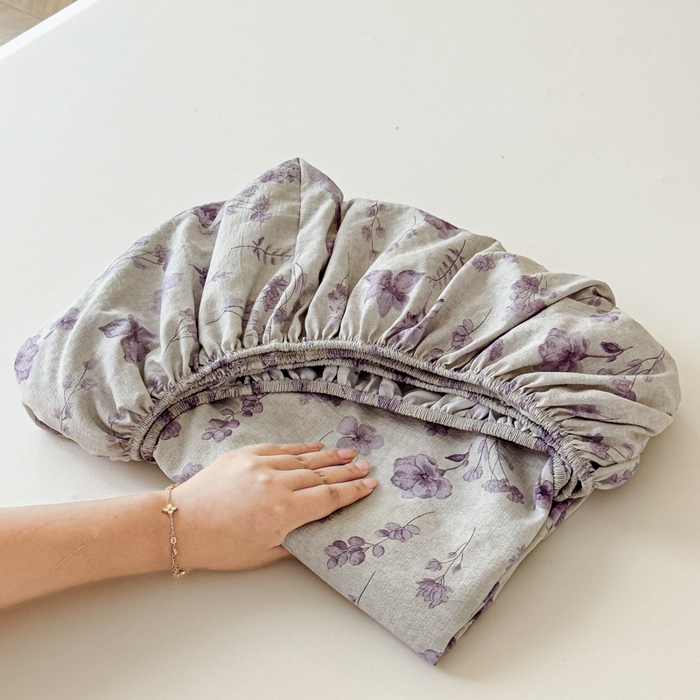 91家纺网 家纺一手货源 找家纺 （总）欣宜家纺 2025新款高克重双层纱仿麻皱皱纱原麻床笠