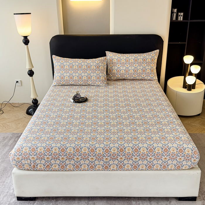 91家纺网 家纺一手货源 找家纺 （总）欣宜家纺 2025新款高克重双层纱仿麻皱皱纱原麻床笠