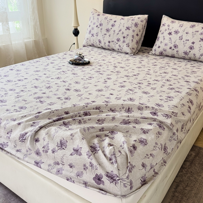 91家纺网 家纺一手货源 找家纺 欣宜家纺 2025新款高克重双层纱仿麻皱皱纱原麻床笠 暗香