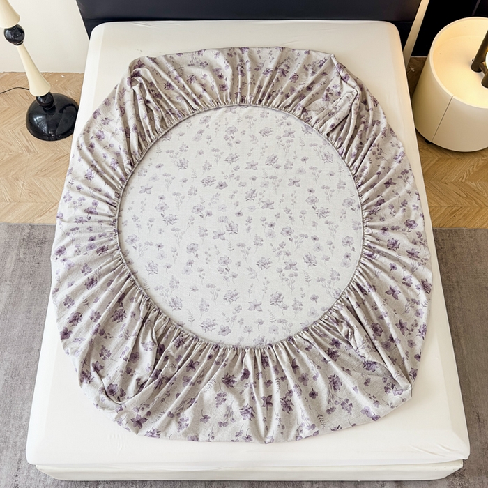 91家纺网 家纺一手货源 找家纺 欣宜家纺 2025新款高克重双层纱仿麻皱皱纱原麻床笠 暗香