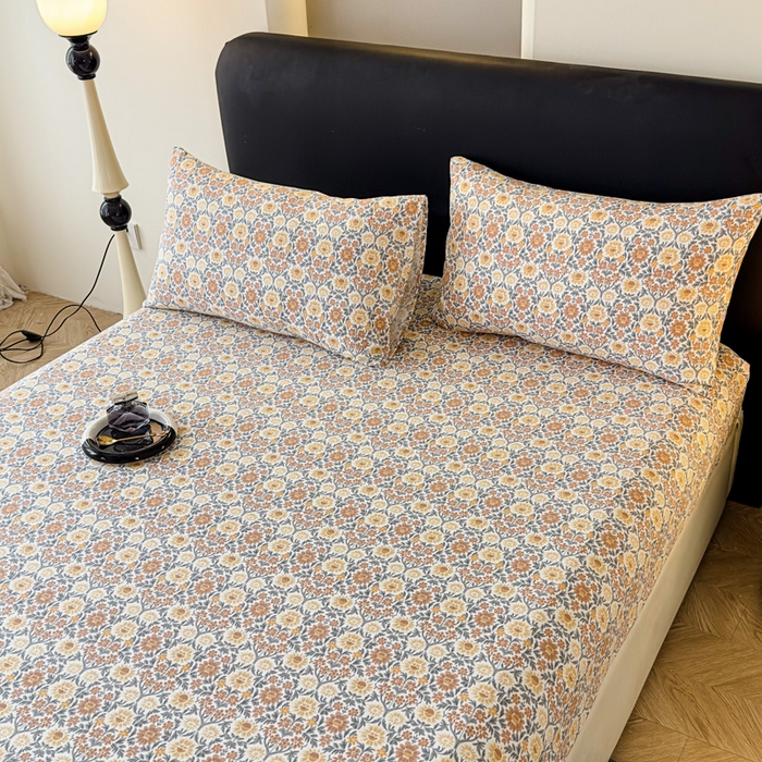 91家纺网 家纺一手货源 找家纺 欣宜家纺 2025新款高克重双层纱仿麻皱皱纱原麻床笠 春半