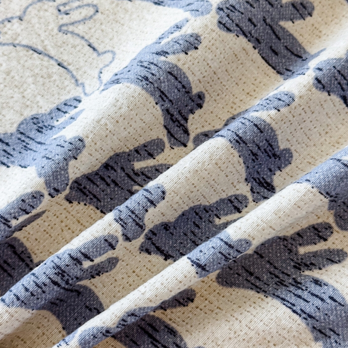 91家纺网 家纺一手货源 找家纺 欣宜家纺 2025新款高克重双层纱仿麻皱皱纱原麻床笠 蓝兔