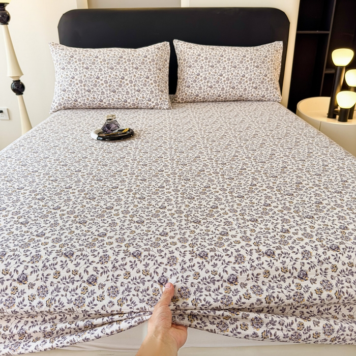 91家纺网 家纺一手货源 找家纺 欣宜家纺 2025新款高克重双层纱仿麻皱皱纱原麻床笠 晴雪